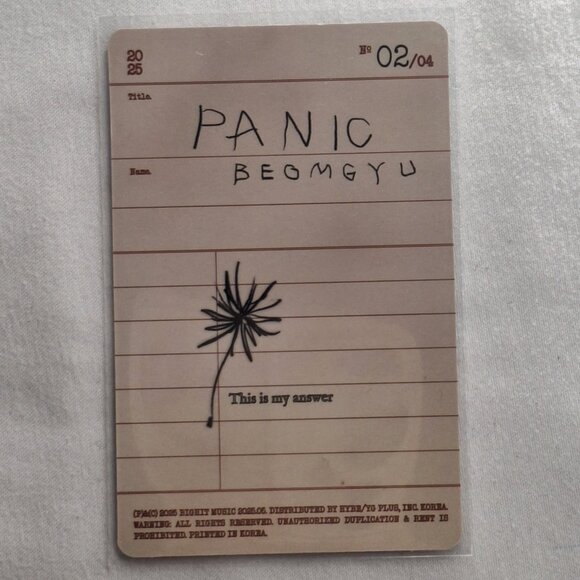 BEOMGYU of TXT (Panic) Photocard - Picture 2 of 2